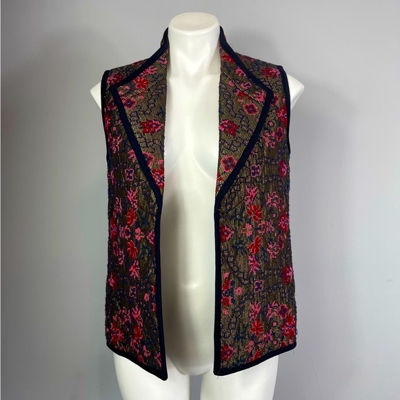 ShopBop Otte New York Chloe Quilted Tapestry Floral Metallic Embroidered Vest S - Picture 7 of 16